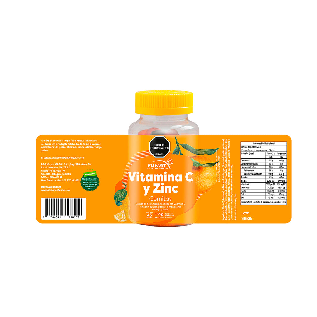 GOMITAS VITAMINA C + ZINC X45 UNIDADES